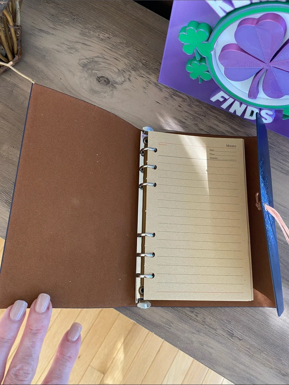 Navy Blue Wrap Journal with Heart Charm